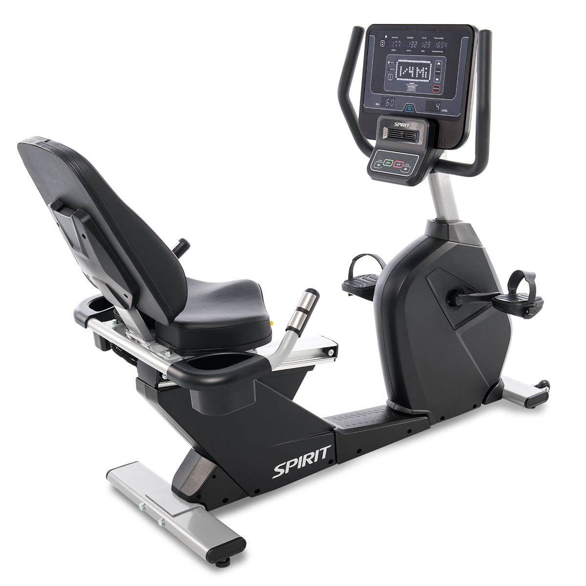 Recumbent bike angled right frame view