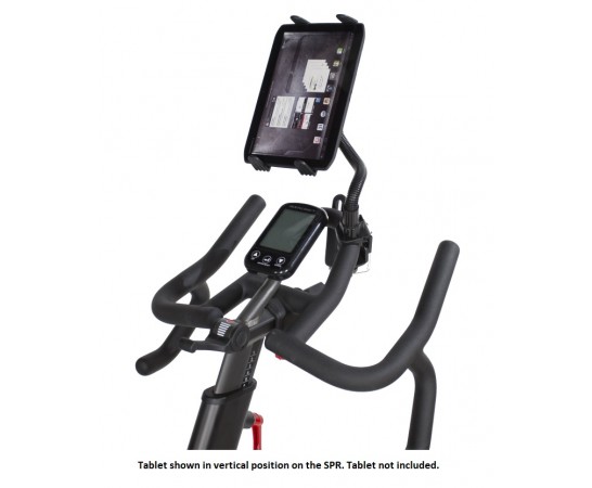 Viewing training apps hands free using an adjustable tablet holder
