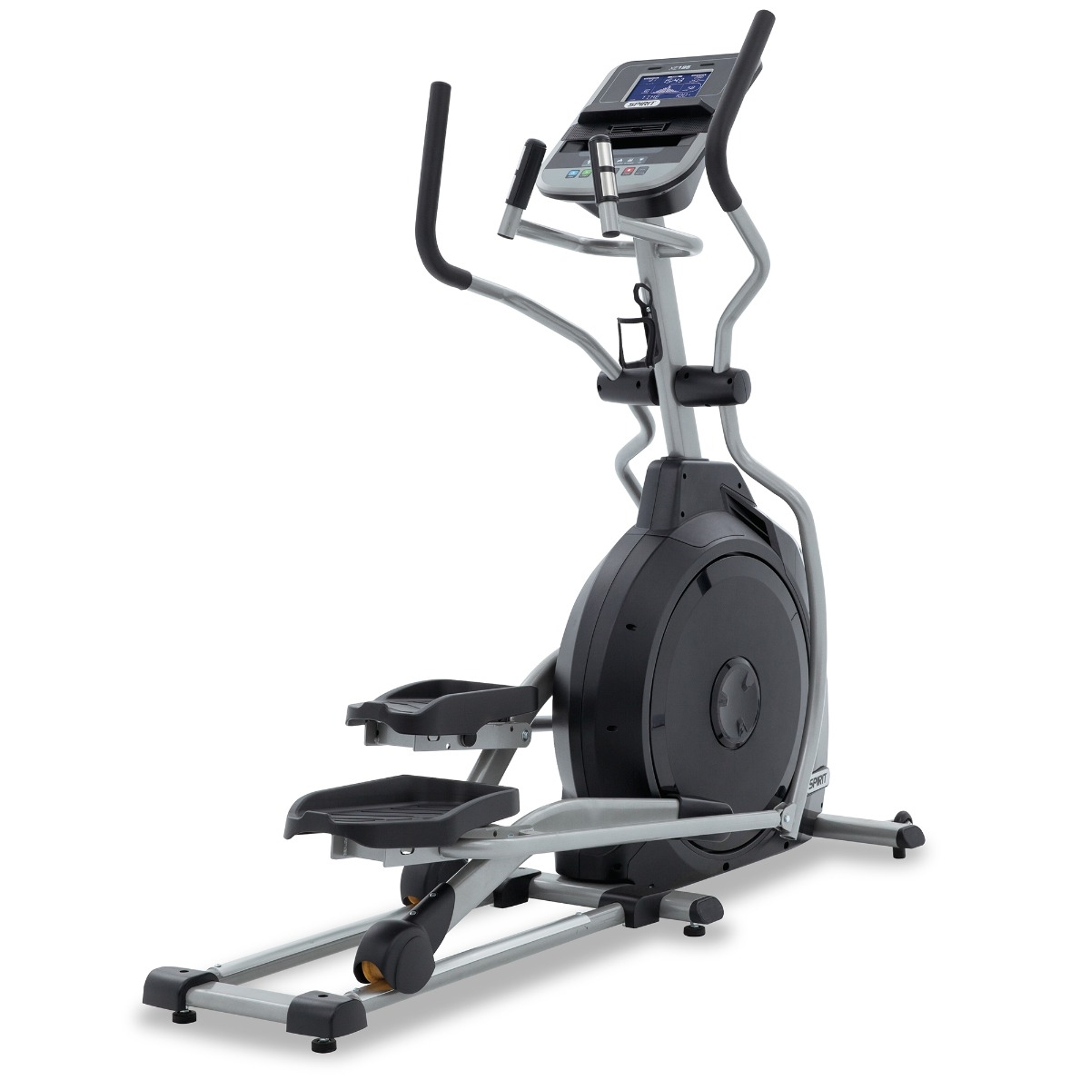 Viewing elliptical trainer from angled perspective
