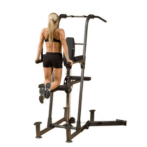 Power rack with wall mounted dip attachment