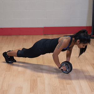 Ab wheel exercise demonstrating proper form