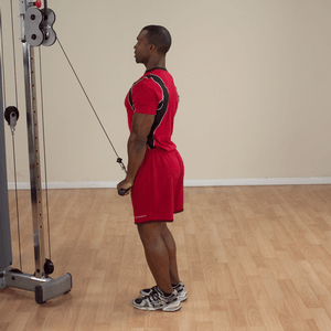 Straight arm triceps extension with straight bar