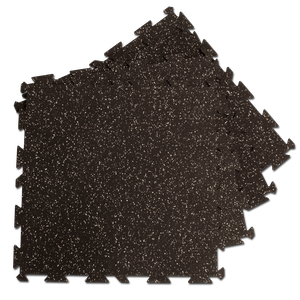 Speckled rubber flooring tile shown as complete product