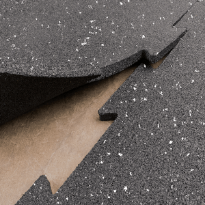 Rubber flooring edge detail showing interlocking design