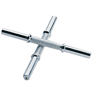 Show standard dumbbell handles for plate loading