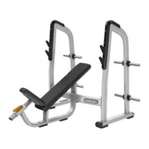 Olympic incline bench shown fully assembled