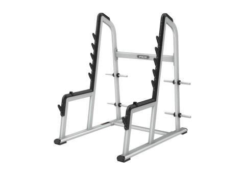 Olympic squat rack shown in full upright configuration