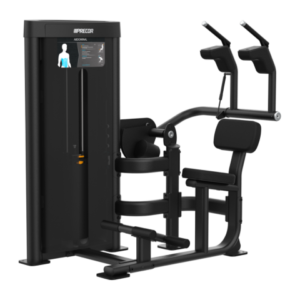 Abdominal strength machine shown fully assembled and upright