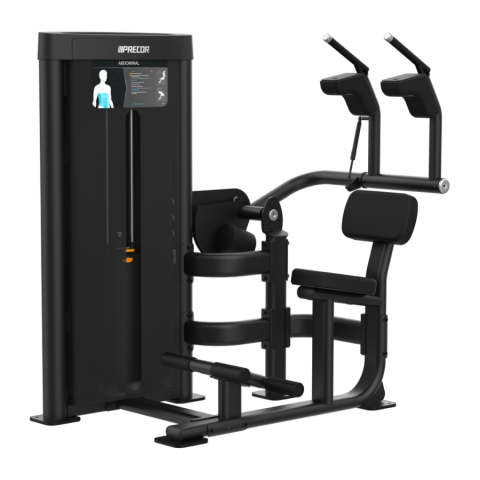Abdominal strength machine shown fully assembled and upright