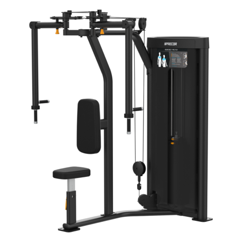 Rear delt and pec fly strength machine shown in complete assembled form