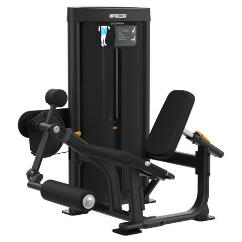 Leg extension machine highlighting padded rollers and seat