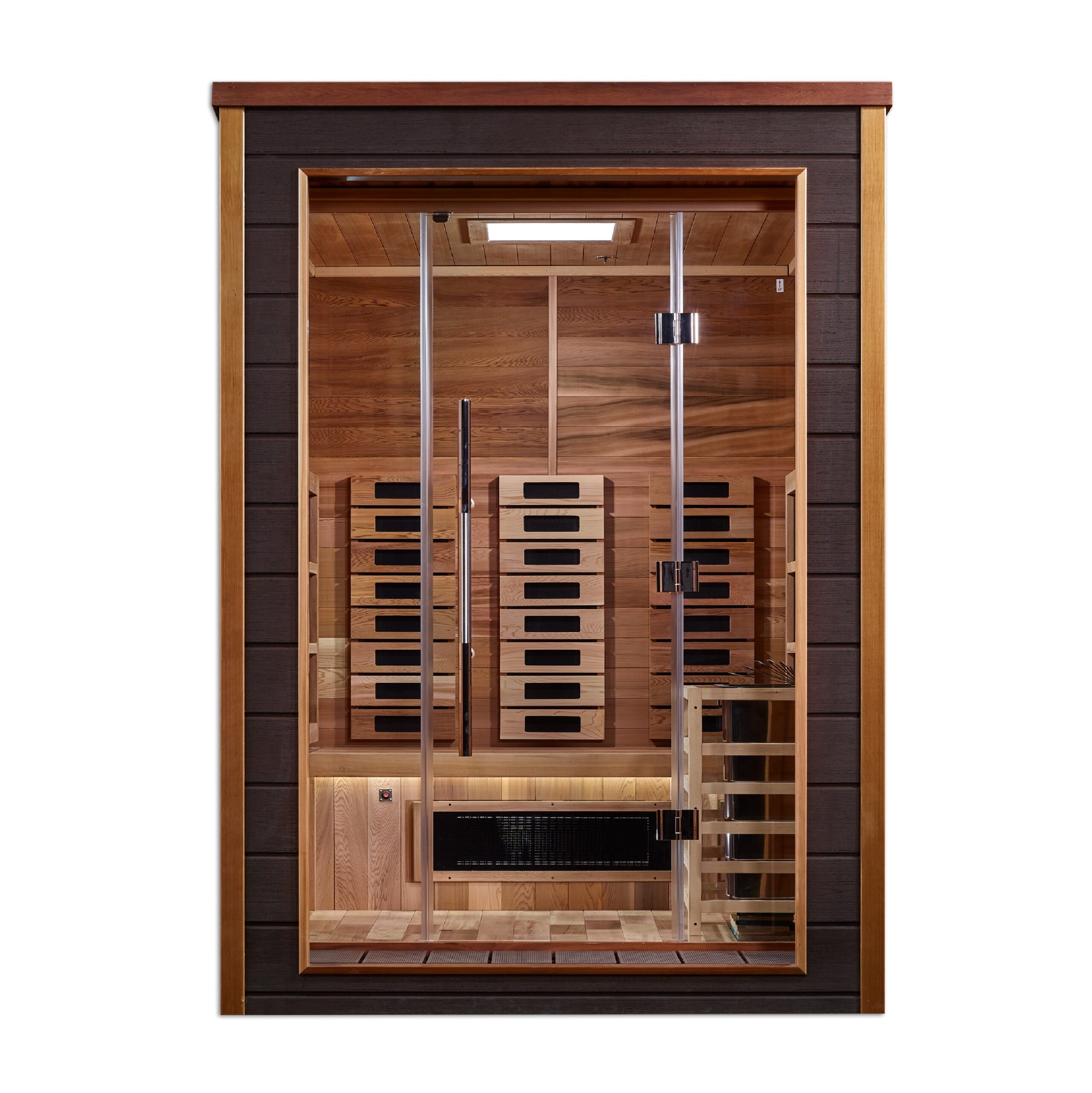 Presenting Front Facing View Of Hybrid Sauna Model