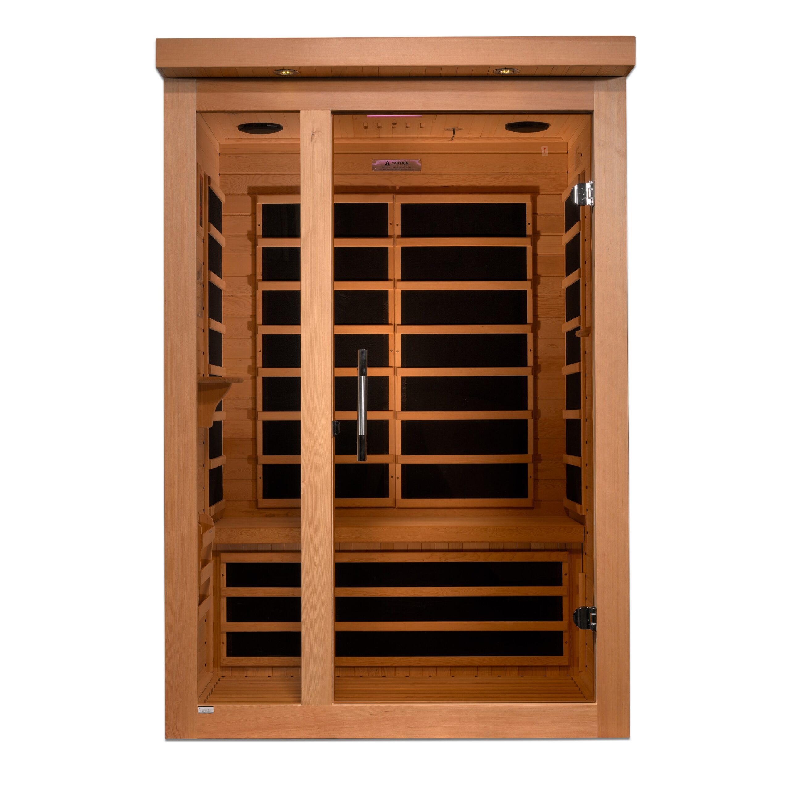 Exterior view of Llumeneres two person ultra low EMF sauna