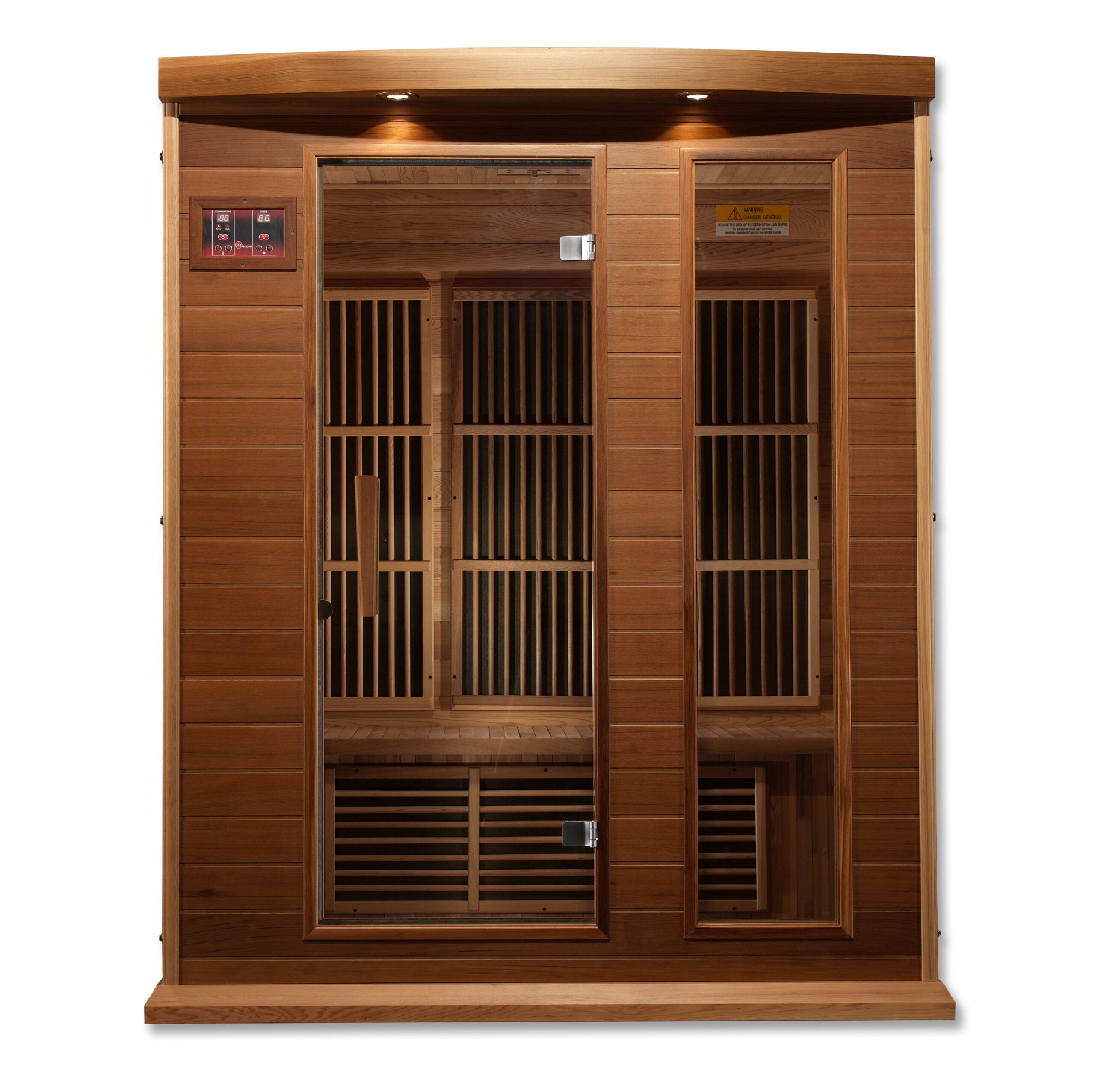 Complete exterior view of a three person low EMF far infrared sauna