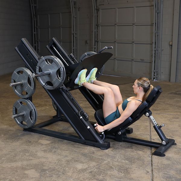 Lower body strength training using a heavy duty leg press machine