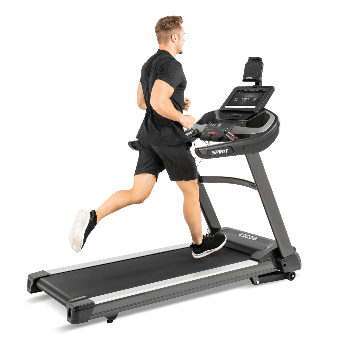 Completing advanced treadmill workouts with entertainment console