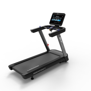 Three quarter view of Bodycraft T1100 treadmill equipment